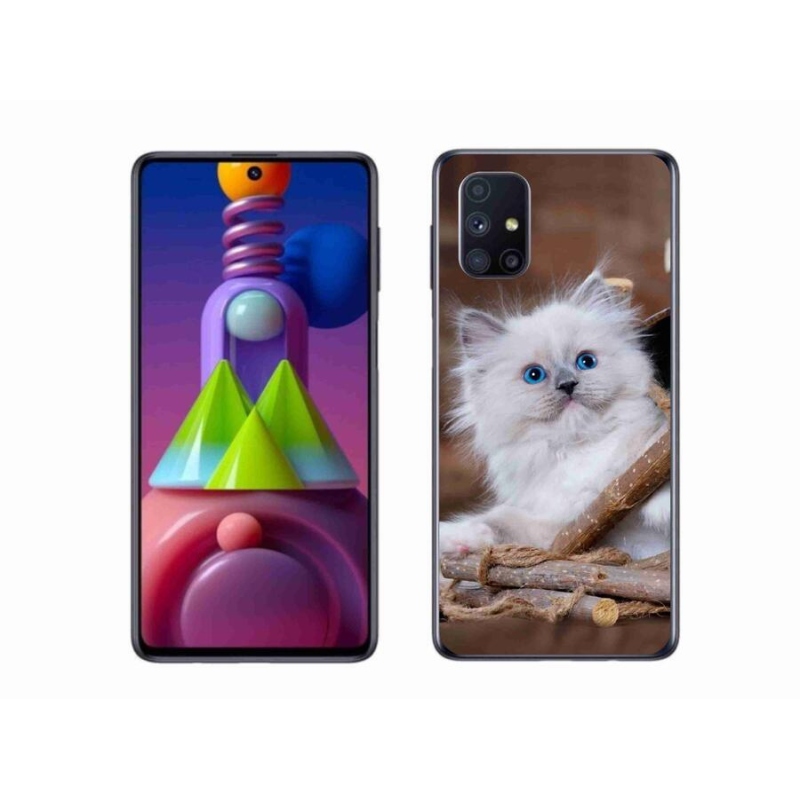 Gél védőhuzat mmCase Samsung Galaxy M51 készülékhez - fehér cica