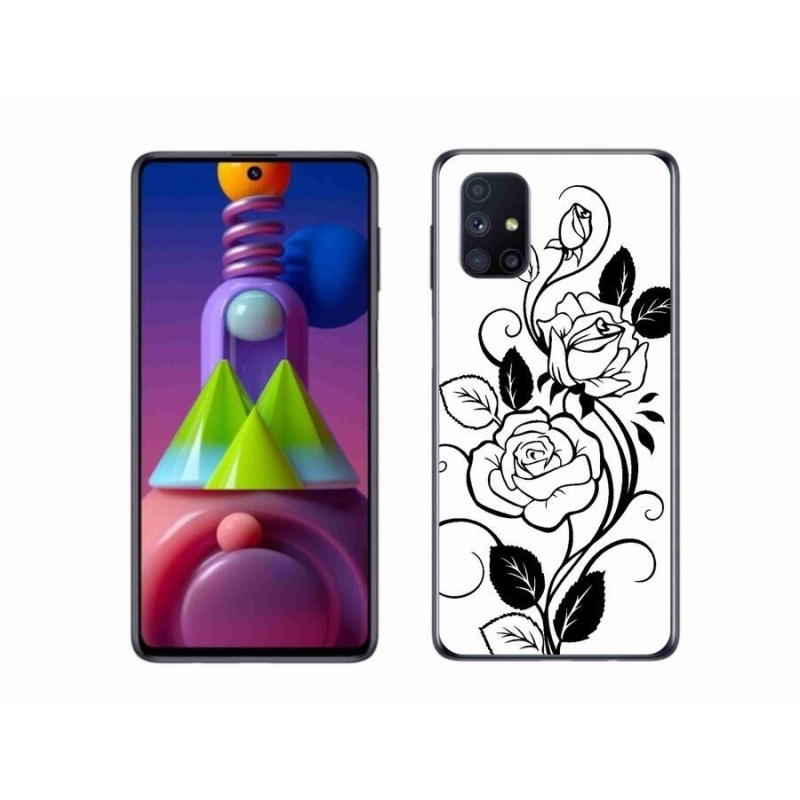 Zselés borítás mmCase Samsung Galaxy M51 - fekete és fehér rózsa