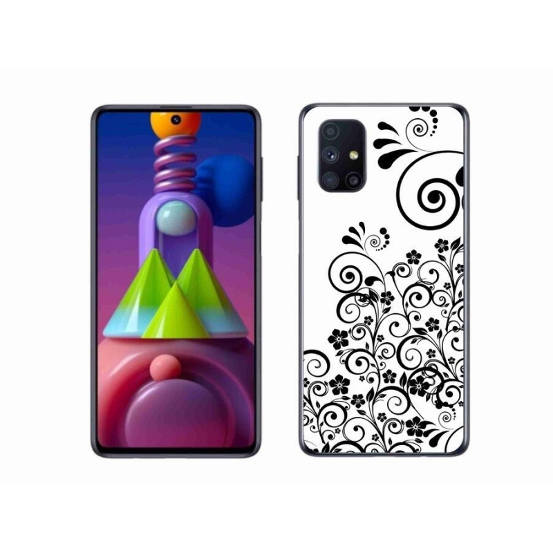 Zselés borítás mmCase Samsung Galaxy M51 készülékhez - fekete-fehér virágminták