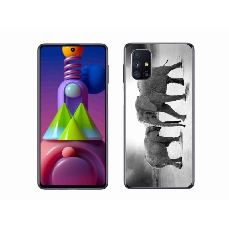 Gél borítás mmCase Samsung Galaxy M51 készülékhez - fekete és fehér elefántok