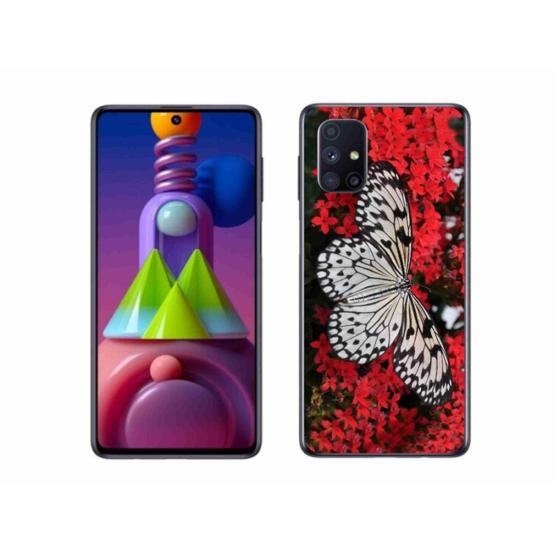 Gél védőhuzat mmCase Samsung Galaxy M51 - fekete-fehér pillangó 1