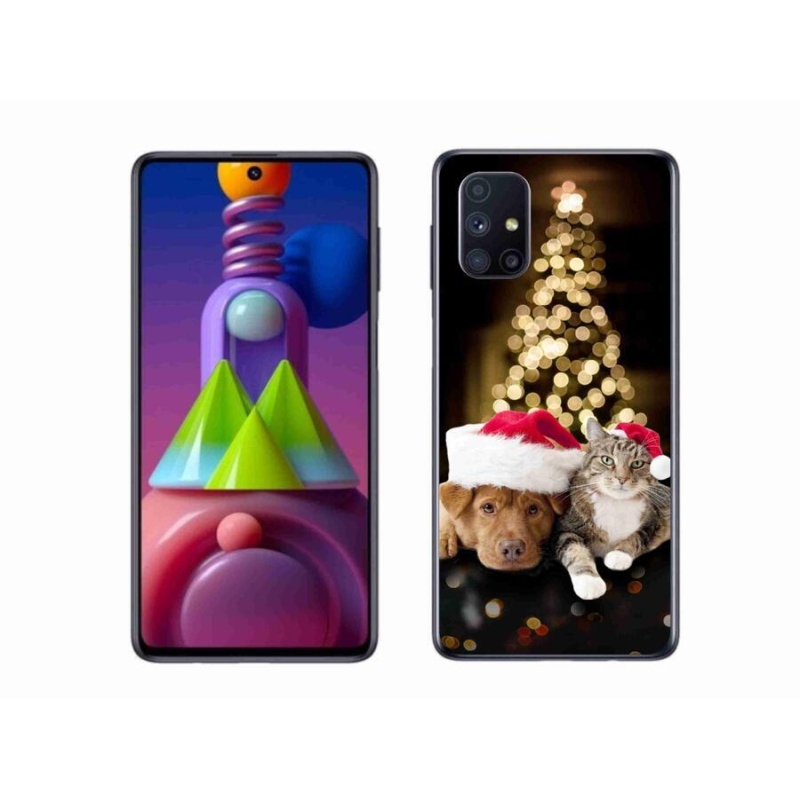 Gél borítás mmCase Samsung Galaxy M51 - Karácsonyi kutya és macska