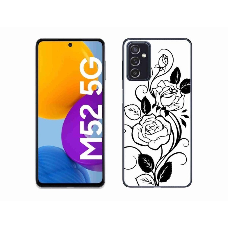 Zselés borítás mmCase Samsung Galaxy M52 5G - fekete és fehér rózsa