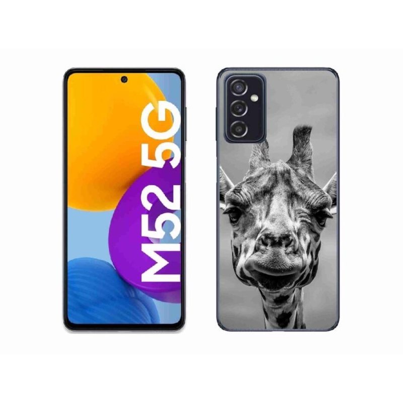 Zselés borítás mmCase Samsung Galaxy M52 5G - fekete-fehér zsiráfhoz