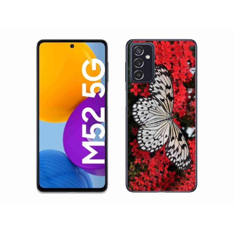 Gél védőhuzat mmCase Samsung Galaxy M52 5G - fekete-fehér pillangó 1