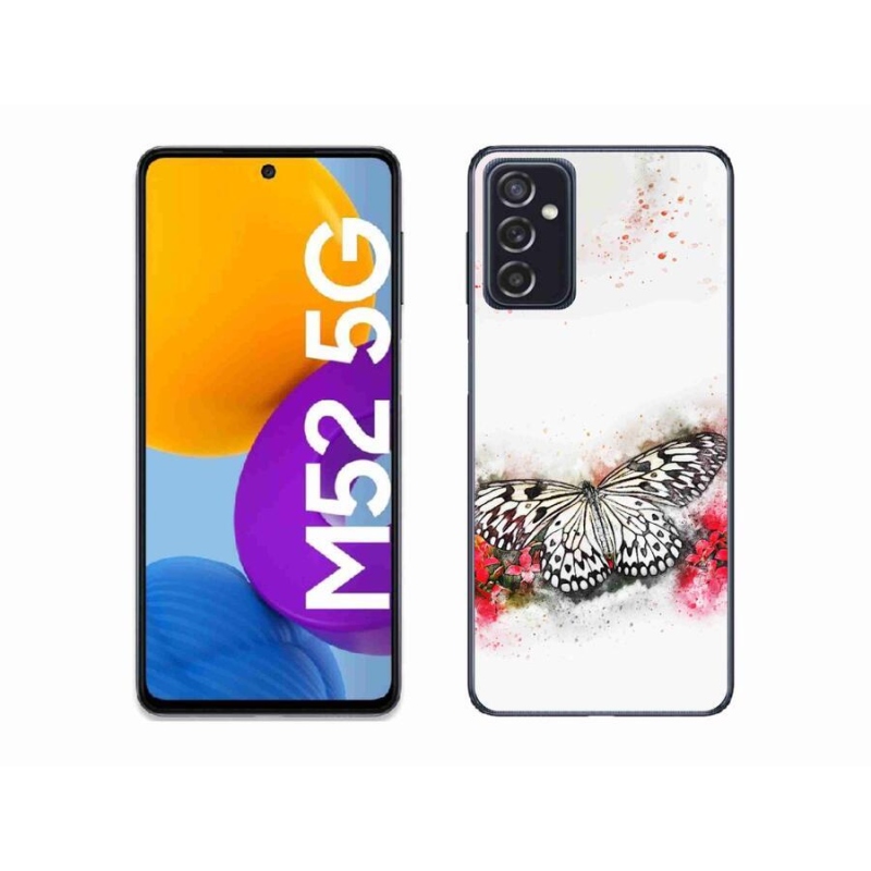 Zselés borítás mmCase Samsung Galaxy M52 5G - fekete-fehér pillangóhoz
