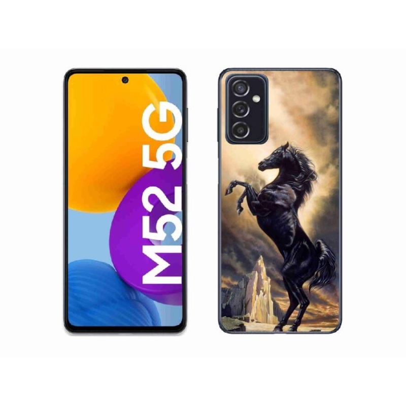 Zselés borítás mmCase Samsung Galaxy M52 5G - fekete rajzfilm lóhoz