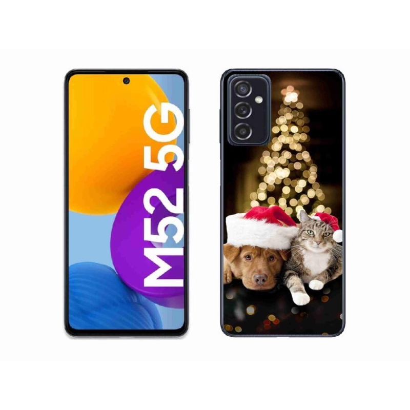 Gél borítás mmCase Samsung Galaxy M52 5G - Karácsonyi kutya és macska