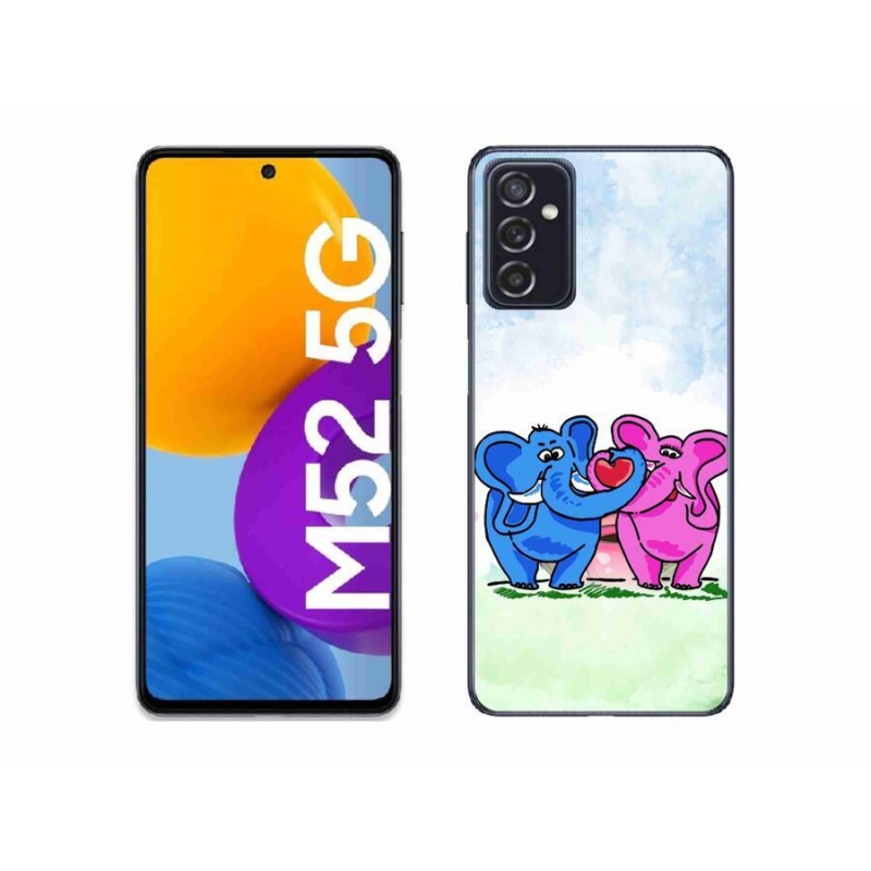 Gél borító mmCase mobiltelefonhoz Samsung Galaxy M52 5G - szerelmes elefántokba