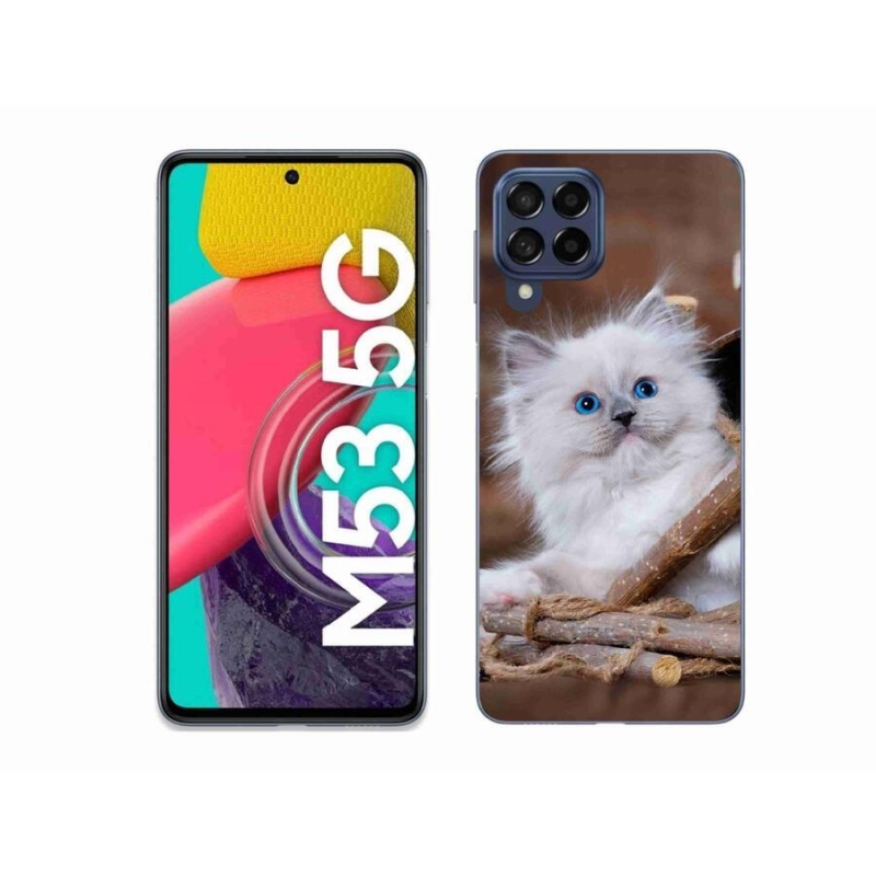 Gél védőhuzat mmCase Samsung Galaxy M53 5G - fehér cica