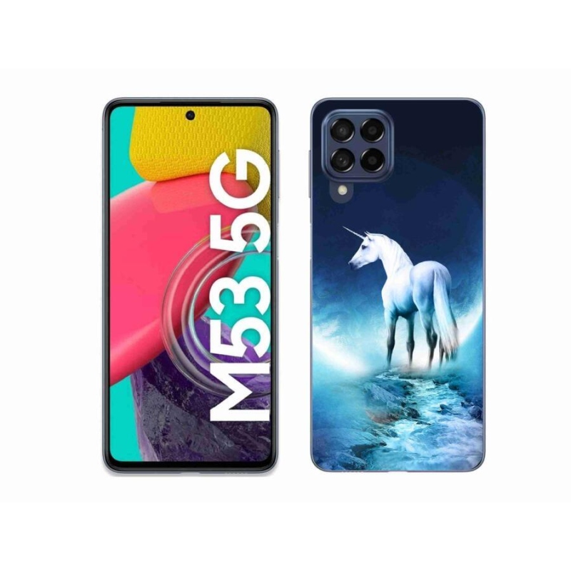 Gél védőhuzat mmCase Samsung Galaxy M53 5G - fehér egyszarvúhoz