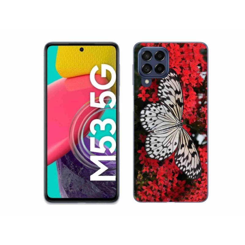Gél védőhuzat mmCase Samsung Galaxy M53 5G - fekete-fehér pillangó 1