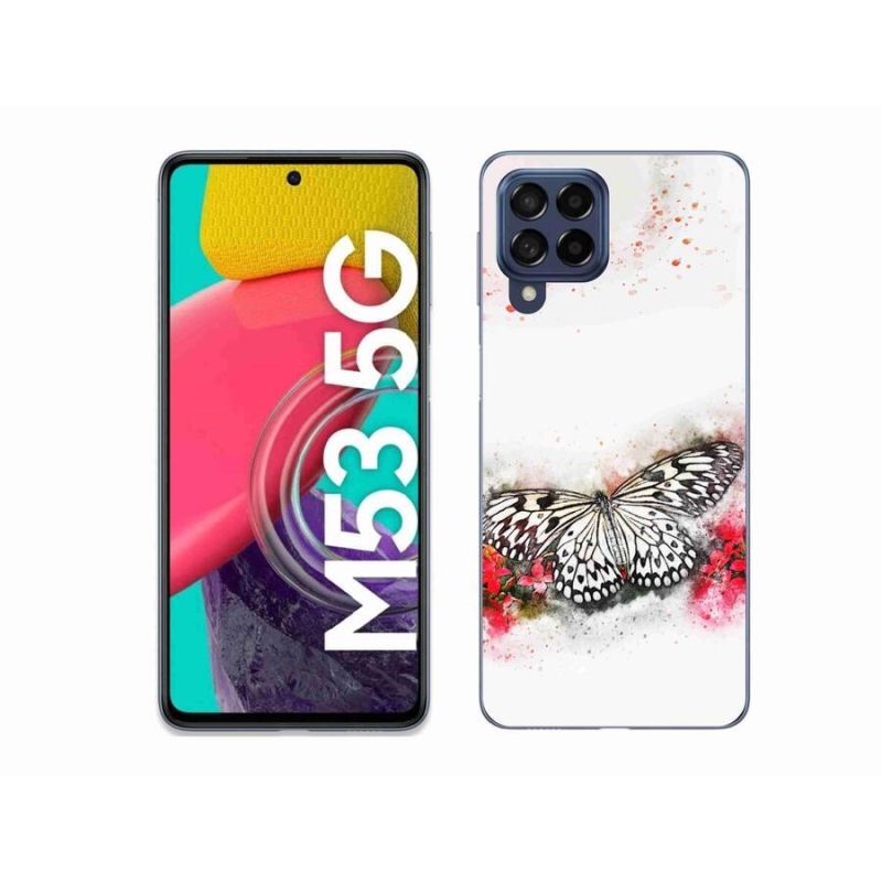 Zselés borítás mmCase Samsung Galaxy M53 5G - fekete-fehér pillangóhoz