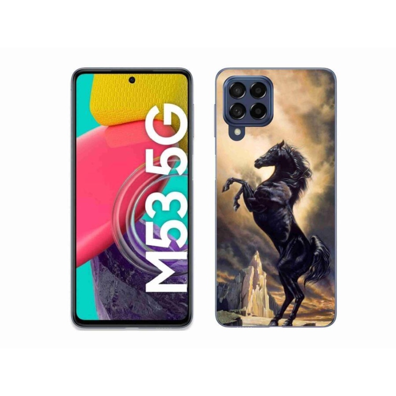 Zselés borítás mmCase Samsung Galaxy M53 5G - fekete rajzfilm lóhoz