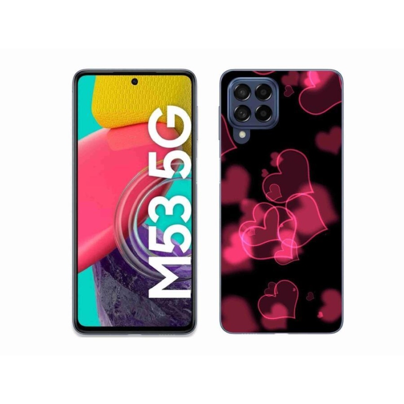 Gél védőhuzat mmCase Samsung Galaxy M53 5G - piros szívek