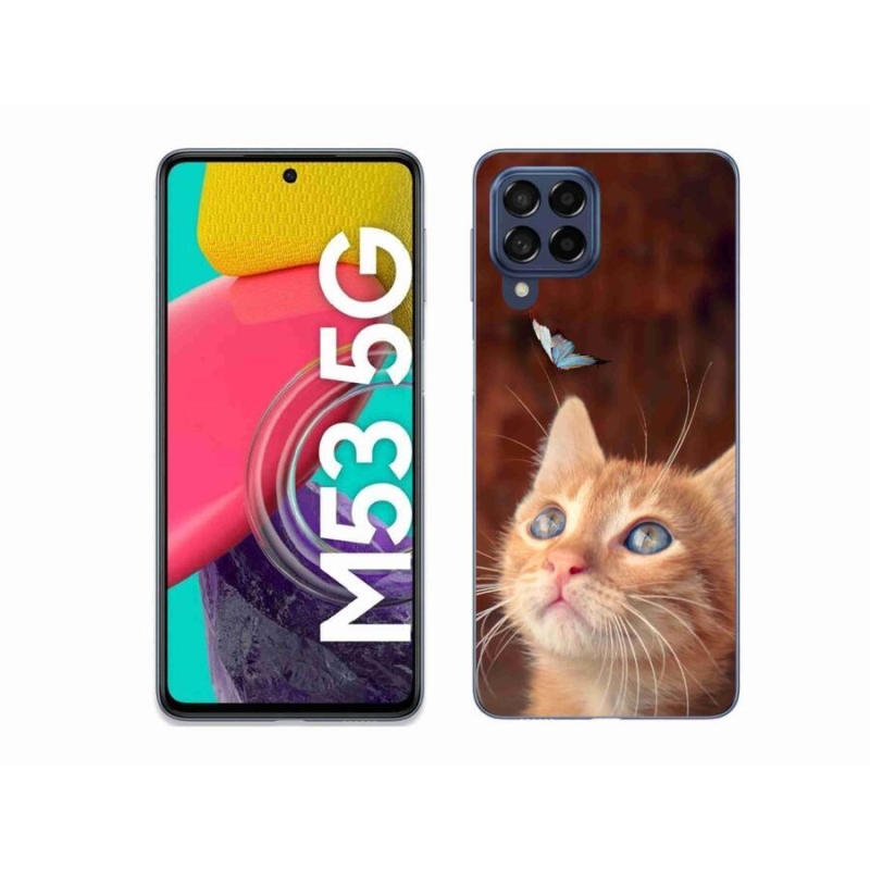 Gél borító mmCase Samsung Galaxy M53 5G - pillangó és cica - Samsung Galaxy M53 5G számára