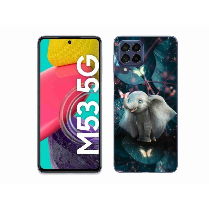 Gél borítás mmCase Samsung Galaxy M53 5G - aranyos elefánthoz
