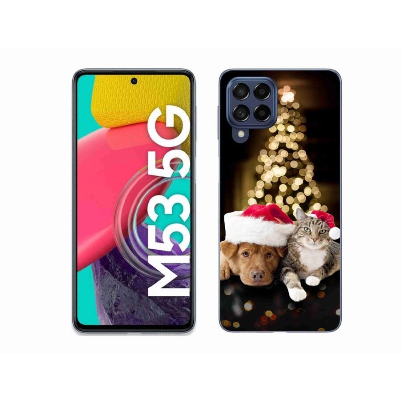 Gél borítás mmCase Samsung Galaxy M53 5G - Karácsonyi kutya és macska