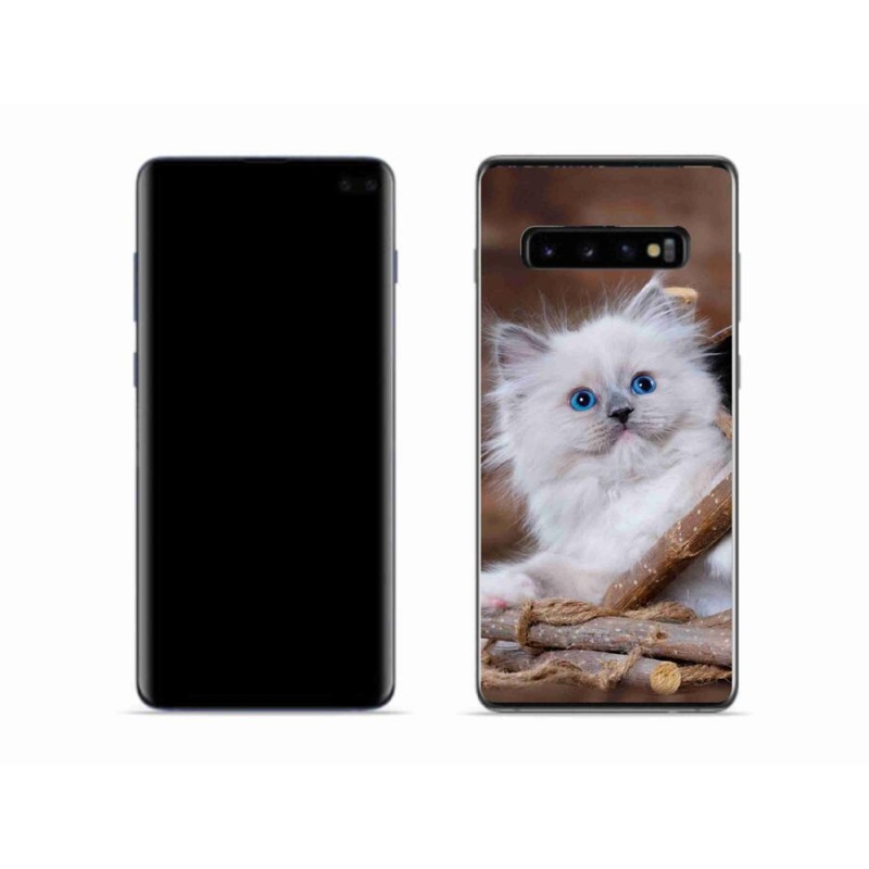 Gél borítás mmCase Samsung Galaxy S10 készülékhez - fehér cica