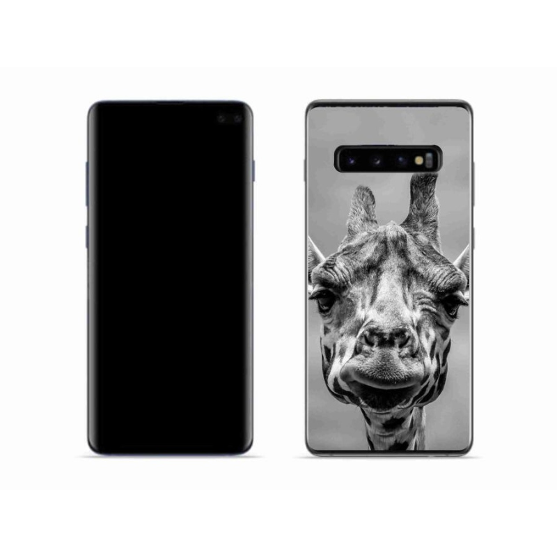 Zselés borítás mmCase Samsung Galaxy S10 készülékhez - fekete-fehér zsiráf