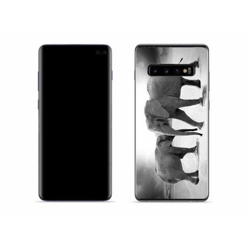 Gél borítás mmCase Samsung Galaxy S10 készülékhez - fekete és fehér elefántok