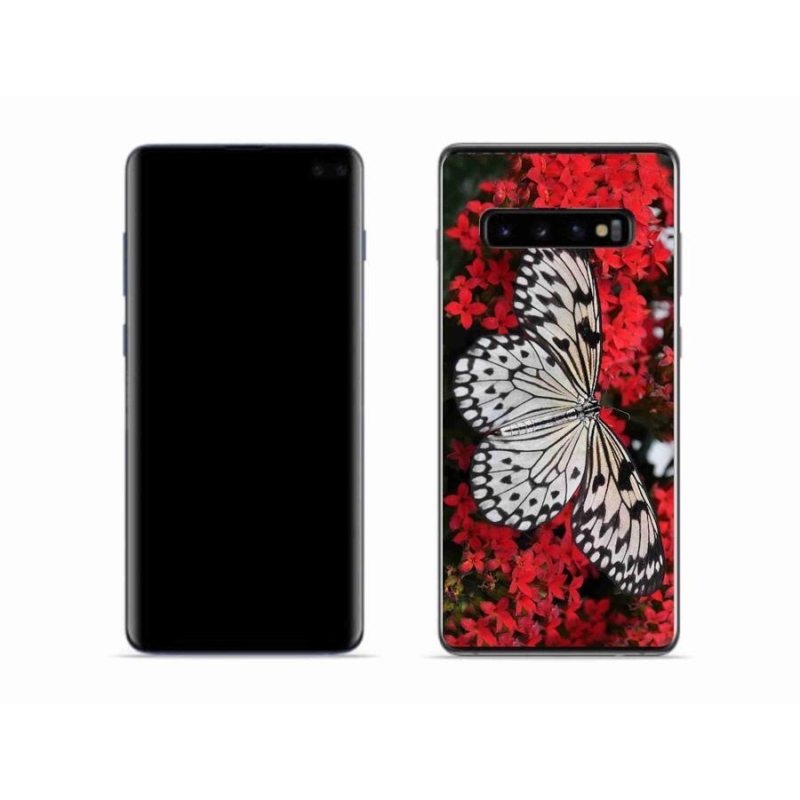 Zselés borítás mmCase Samsung Galaxy S10 - fekete-fehér pillangó 1