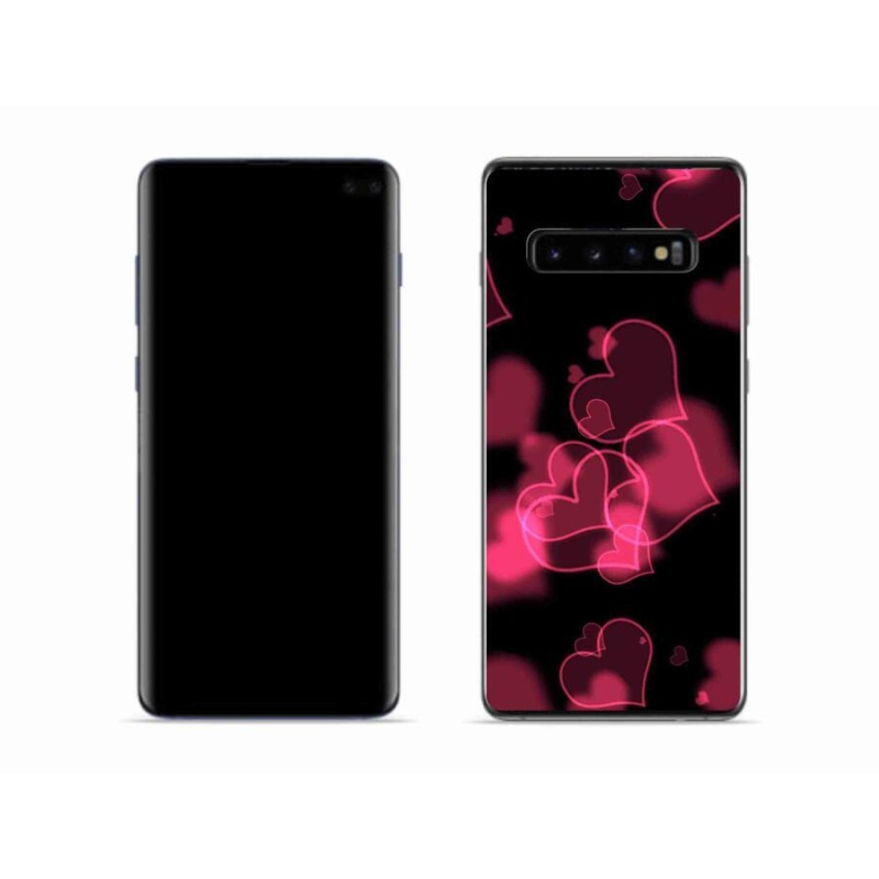 Gél védőhuzat mmCase Samsung Galaxy S10 készülékhez - piros szívek
