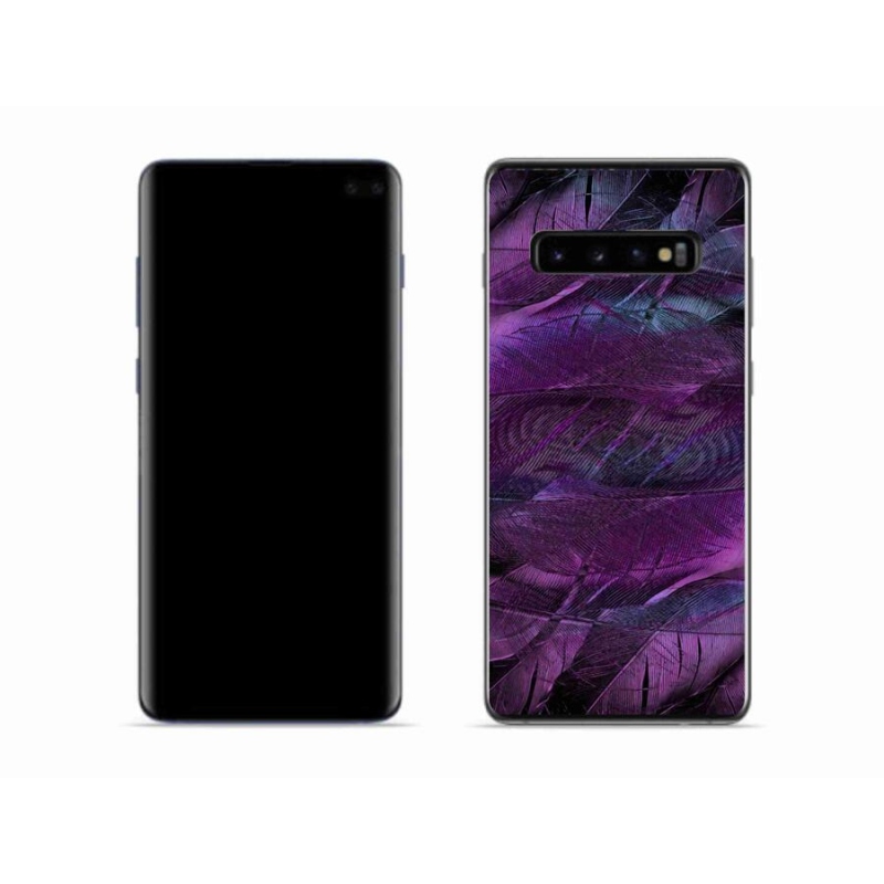 Gél védőhuzat mmCase Samsung Galaxy S10 készülékhez - lila tollak