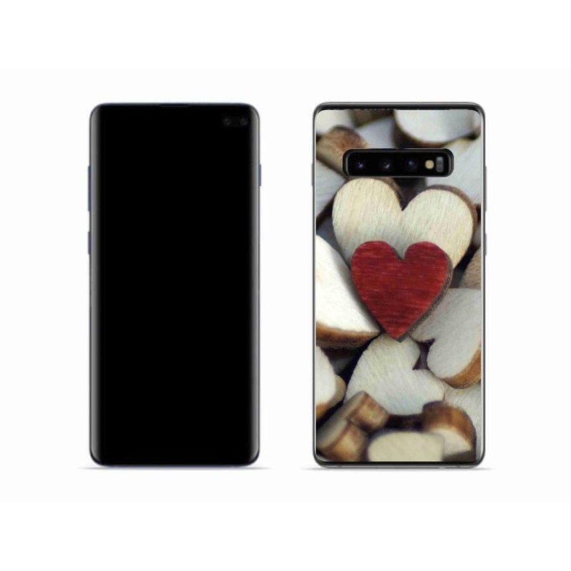 Zselés borítás mmCase Samsung Galaxy S10 készülékhez - gravírozott piros szív