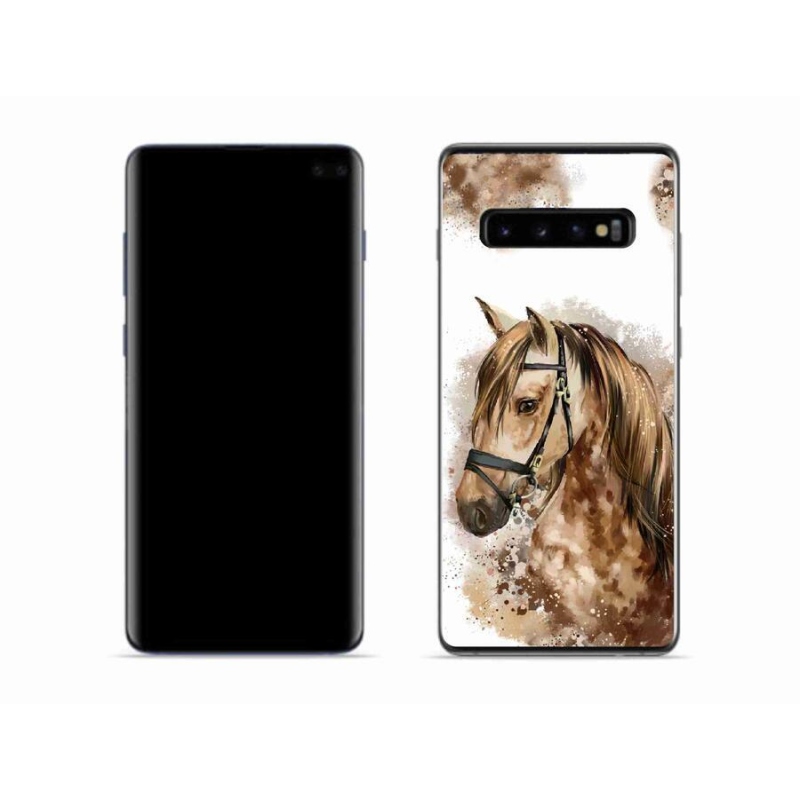Gél borítás mmCase Samsung Galaxy S10 készülékhez - barna rajzfilm ló