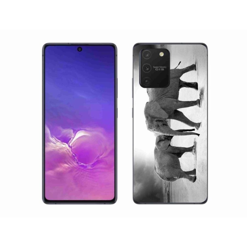Gél borítás mmCase Samsung Galaxy S10 Lite készülékhez - fekete és fehér elefántok