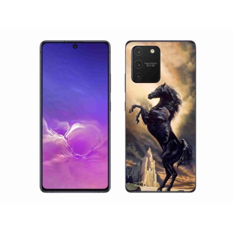 Gél borítás mmCase Samsung Galaxy S10 Lite készülékhez - fekete rajzfilm ló