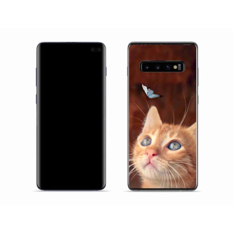 Gél borítás mmCase Samsung Galaxy S10 készülékhez - pillangó és cica