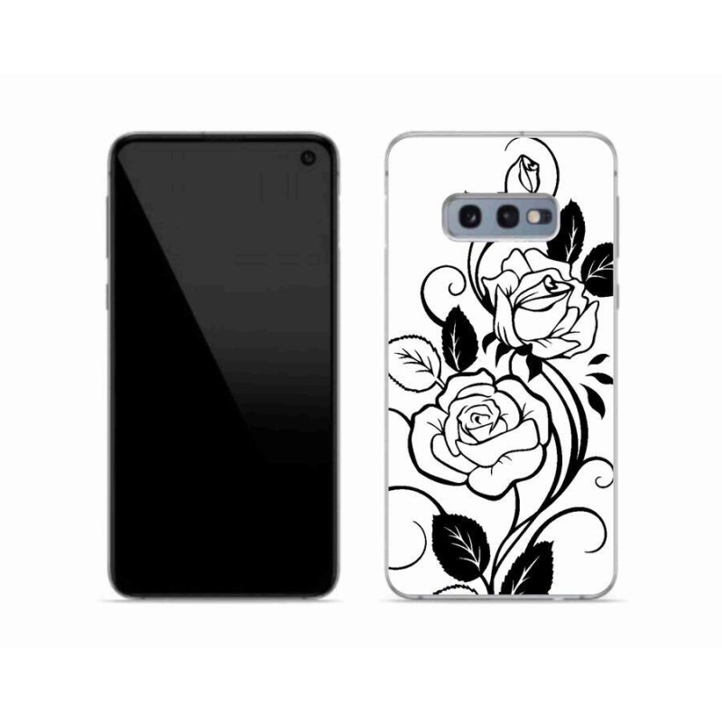 Zselés borítás mmCase Samsung Galaxy S10e készülékhez - fekete és fehér rózsa