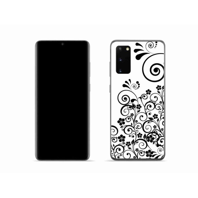 Zselés borítás mmCase Samsung Galaxy S20 készülékhez - fekete-fehér virágminták