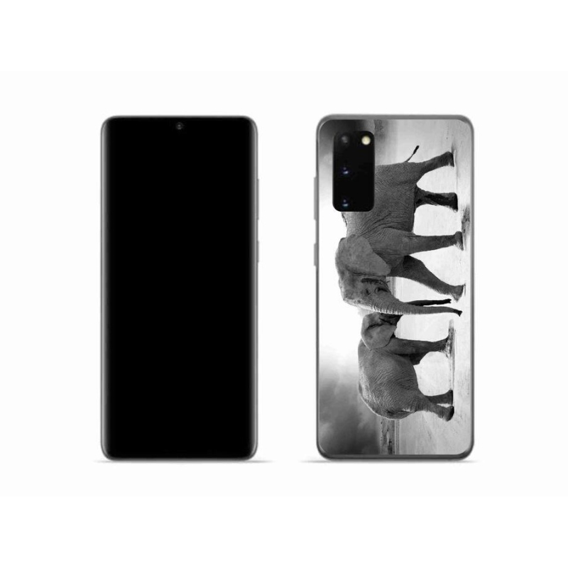 Gél borítás mmCase Samsung Galaxy S20 készülékhez - fekete-fehér elefántok