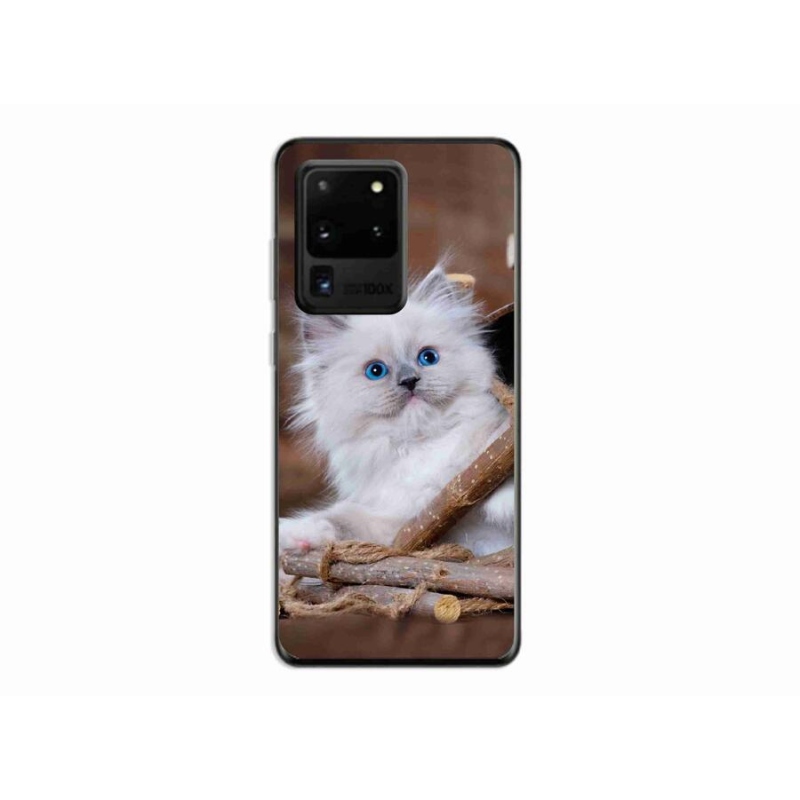 Gél védőhuzat mmCase Samsung Galaxy S20 Ultra készülékhez - fehér cica