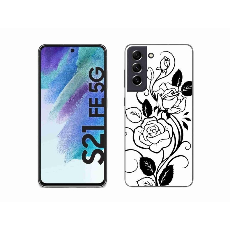 Zselés borítás mmCase Samsung Galaxy S21 FE 5G - fekete és fehér rózsa