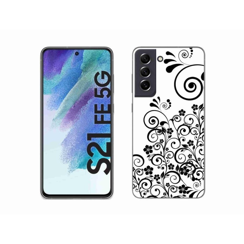 Zselés borítás mmCase Samsung Galaxy S21 FE 5G - fekete és fehér virágmintás borítás Samsung Galaxy S21 FE 5G-hez