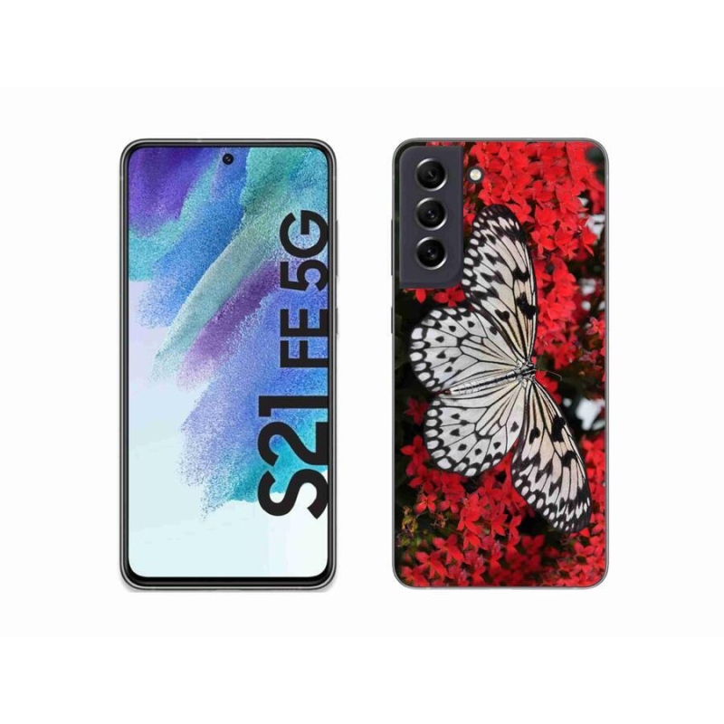 Zselés borítás mmCase Samsung Galaxy S21 FE 5G - fekete-fehér pillangó 1