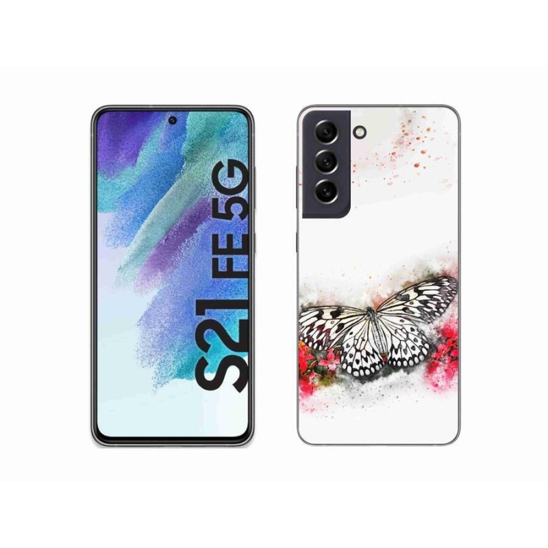 Gél védőhuzat mmCase Samsung Galaxy S21 FE 5G - fekete-fehér pillangó