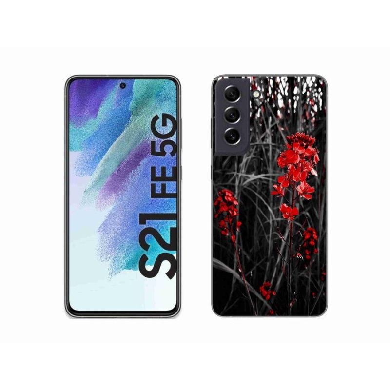 Zselés borítás mmCase Samsung Galaxy S21 FE 5G - piros növényhez