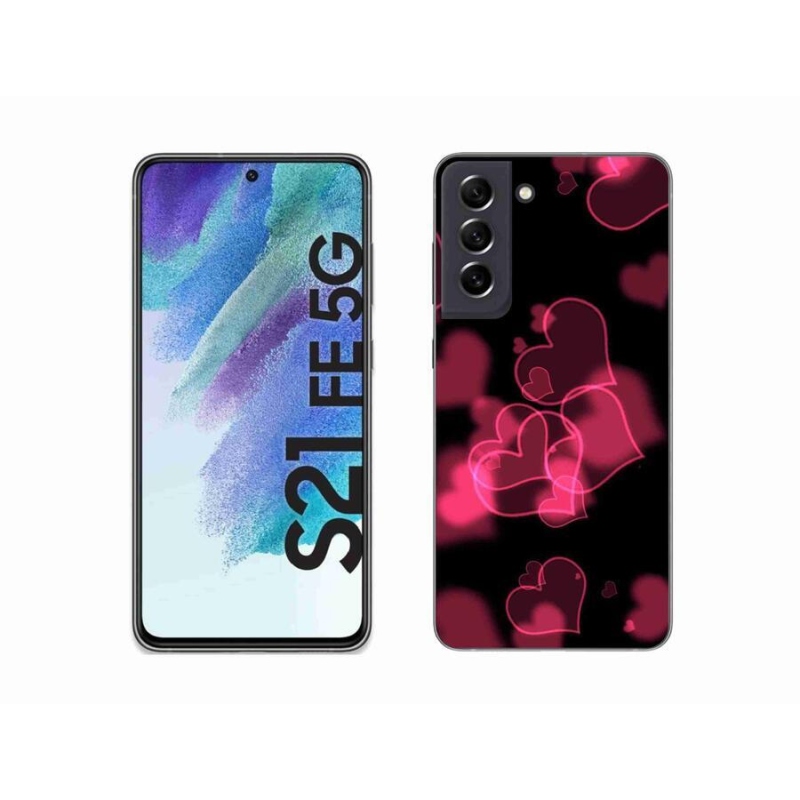 Gél védőhuzat mmCase Samsung Galaxy S21 FE 5G - piros szívek