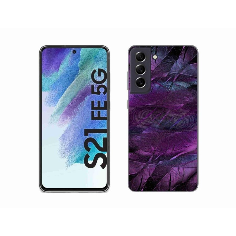 Gél védőhuzat mmCase Samsung Galaxy S21 FE 5G - lila tollakhoz