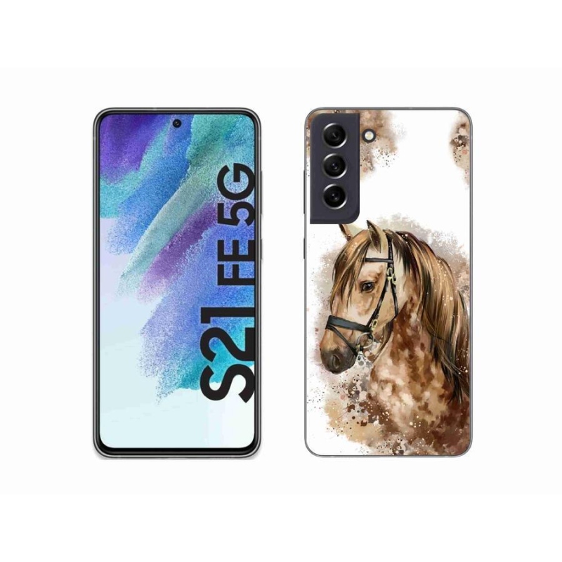 Zselés borítás mmCase Samsung Galaxy S21 FE 5G - barna rajzfilm lóhoz