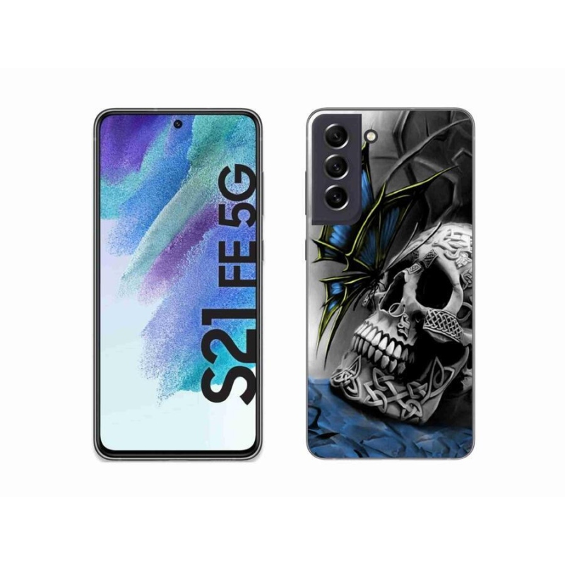 Zselés borítás mmCase Samsung Galaxy S21 FE 5G - pillangó és koponya