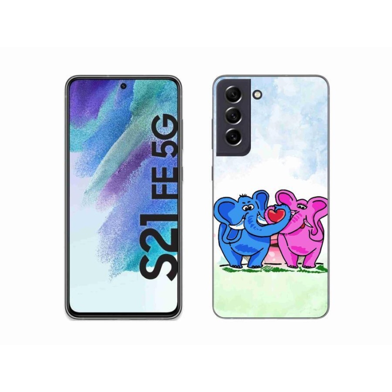 Gél borító mmCase mobiltelefonhoz Samsung Galaxy S21 FE 5G - szerelmes elefántok