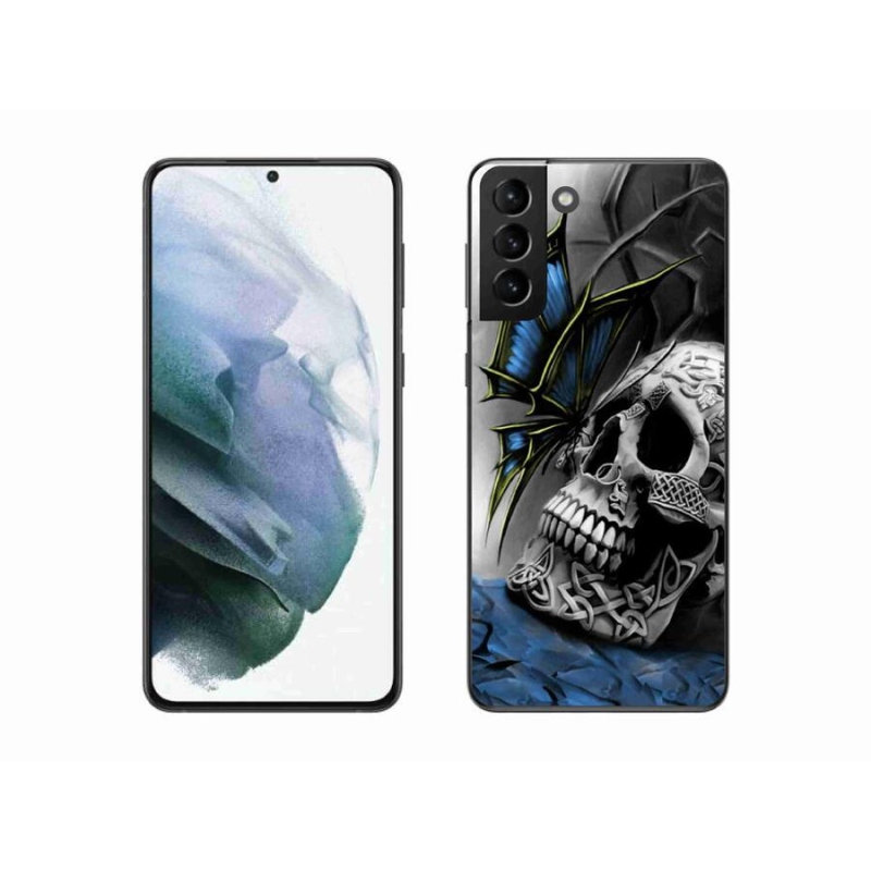 Gél borítás mmCase Samsung Galaxy S21 Plus készülékhez - pillangó és koponya