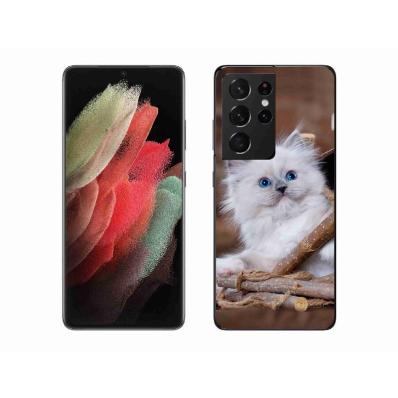 Gél védőhuzat mmCase Samsung Galaxy S21 Ultra 5G - fehér cica