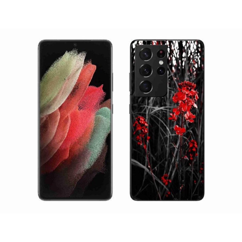 Zselés borítás mmCase Samsung Galaxy S21 Ultra 5G - piros növényhez